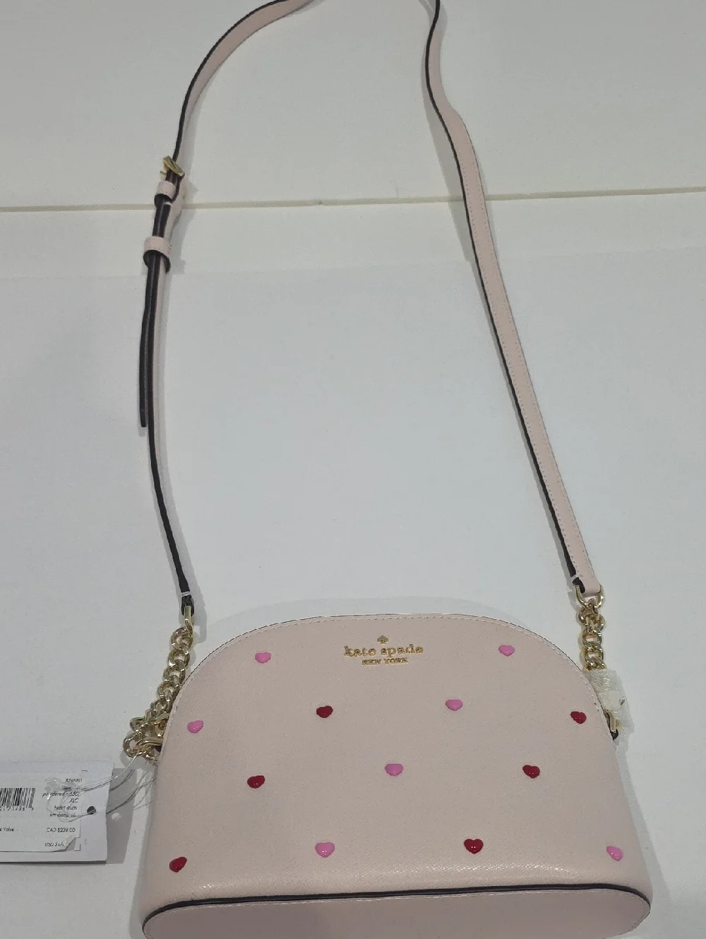 NWT ✅  Kate Spade SPENCER Heart Studs XLC Small Dome Crossbody POWDERED SUGAR